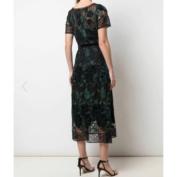 (Sold) Marchesa Notte Velvet Guipure Cocktail Dres - Picture 4 of 12